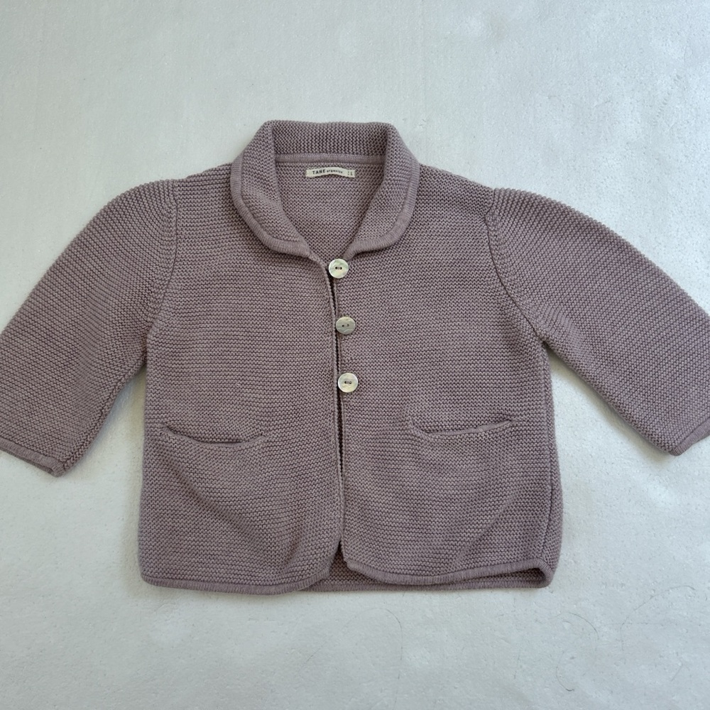 Tane organics lavender purple knit cardigan sweater capsule Cottagecore Baby